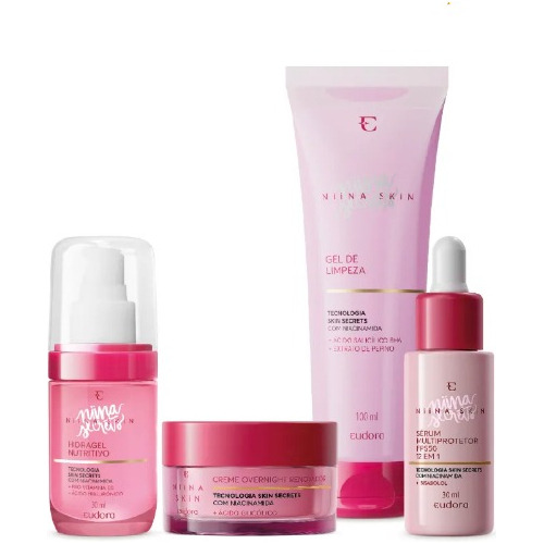 Kit Niina Hidragel + Creme Overnight + Sérum + Gel Limpeza