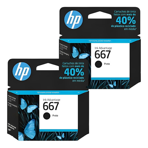 Kit 2 Cartuchos De Tinta Hp 667 Preto Orig. 2376 2774 2776