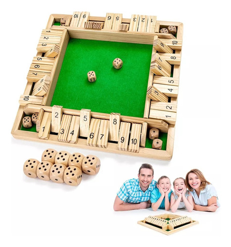 Juego De Mesa Dados Tablero Shut The Box Para Niños Adultos