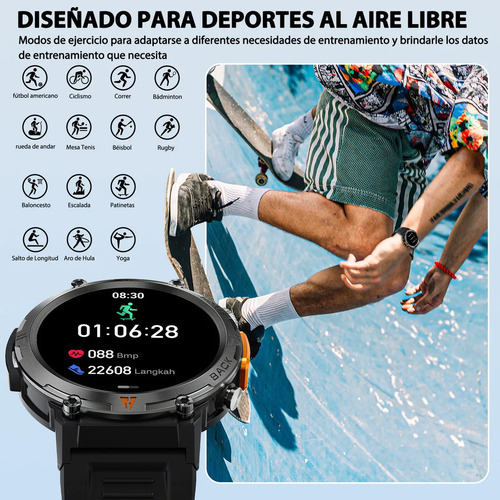 Reloj Inteligente Táctico Eigiis Ke3 Con Linterna Dual