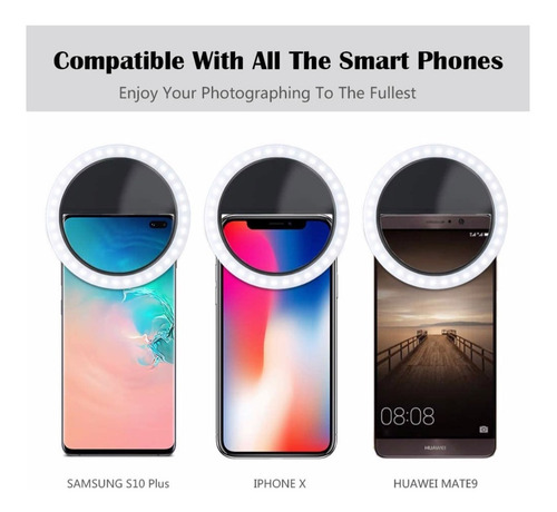 Selfie Ring Light, Aro De Led Recargable Para Celular
