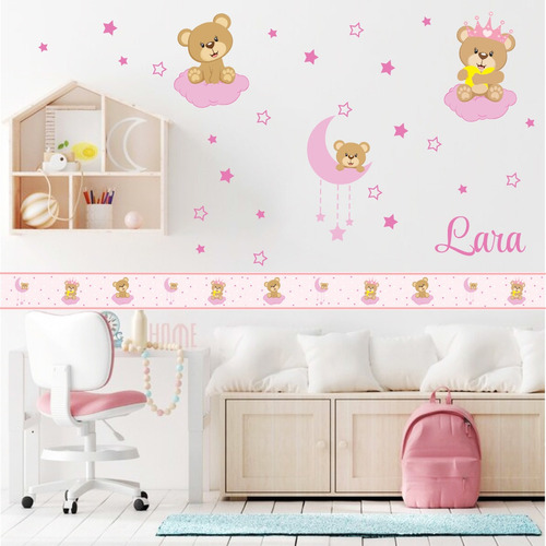 Adesivo De Parede Ursa Nuvem Personalizado - Senhorita Decor