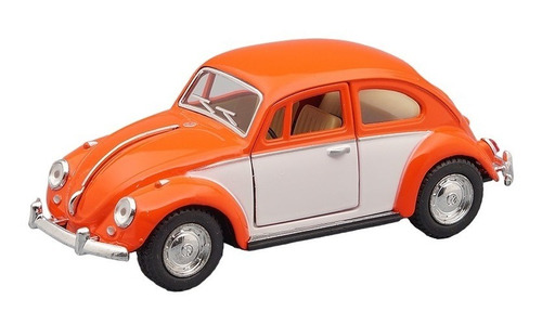 Volkswagen Beetle 1967 Escala 1:32 Kinsmart Naranja/blanco