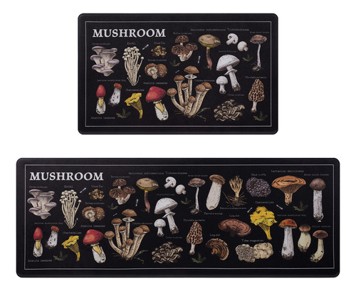 Aspmiz Mushrooms - Juego De 2 Tapetes De Cocina Antifatiga,
