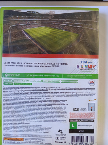 Fifa 18 Juego Para Xbox 360 Excelente Estado Sin Manual Ntsc (Usado)