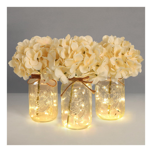 Mason Jar Lights Juego De Centro De Mesa De 3 Tarros De Gran