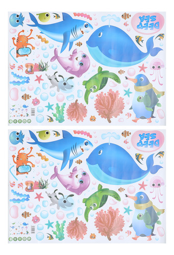 Pegatinas De Pared Impermeables Para Bebés Ocean Fish, 2 Uni