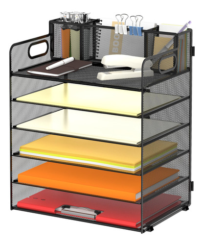 Supeasy Organizador De Escritorio De 6 Niveles Con Asa Y 3 S