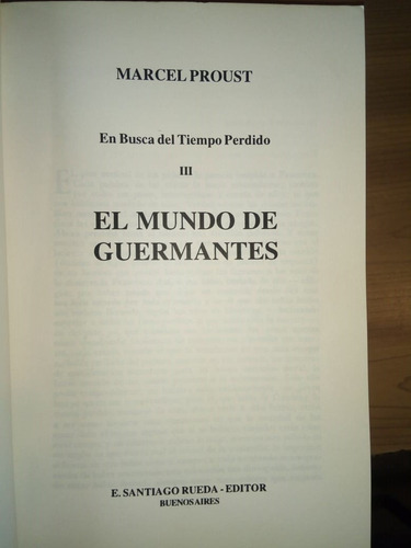 En Busca Del Tiempo Perdido 3 Mundo Guermantes Marcel Proust