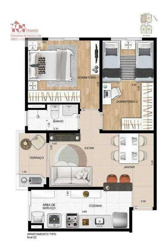 Imagem 1 de 22 de Apartamento Com 2 Dormitórios À Venda, 55 M² Por R$ 334.517,36 - Baeta Neves - São Bernardo Do Campo/sp - Ap3609