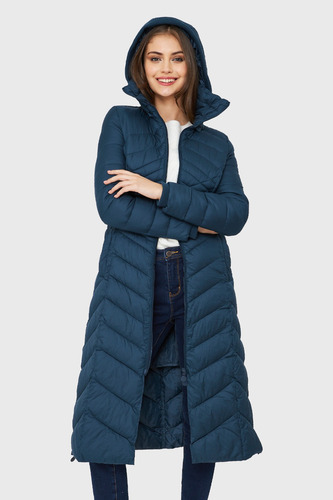 Imagen 5 de 6 de Parka Larga Acolchada Azul Petróleo Nicopoly