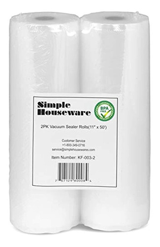 2 Pack - Simplehouseware 11'' X 50 Feet Vacuum Sealer Bags (