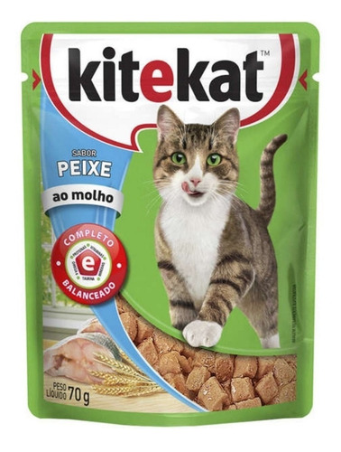 Alimento Kitekat para gato adulto sabor peixe ao molho em saco de 70g