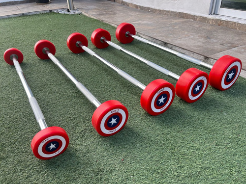 Set 5 Barras Rectas De Capitán América 10, 15, 20, 25 Y 30kg