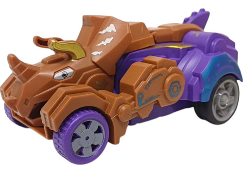 Auto A Fricción Dinosaurio Choca Y Se Abre Color Marrón Personaje Triceratops