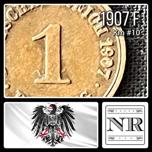 Alemania Imperio - 1 Pfennig - Año 1907 F - Km #10 - Águila 