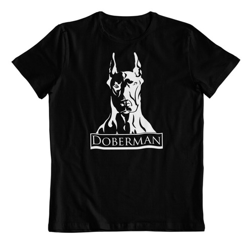 Polera Negra Algodon - Dtf - Doberman Club De Perros Raza