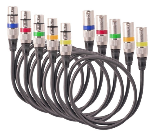 Juego De 5 Cables Xlr Coloridos De 3 Pines Macho A Hembra Of