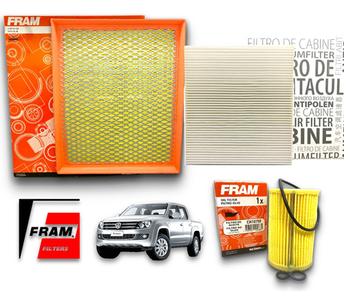 Kit 3 Filtros Aire Aceite Polen Fram Amarok 2.0 2010 A 2024