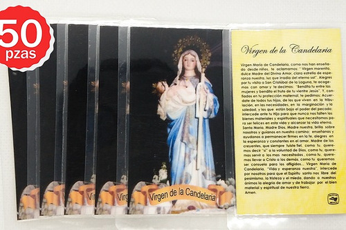 Estampa Virgen De La Candelaria 50 Pzs Enmicadas, Oraciones