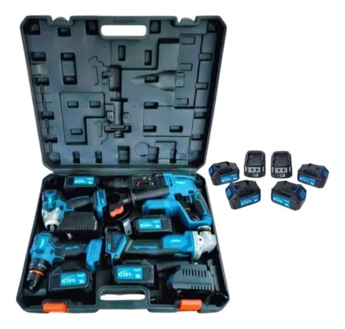 Kit Taladro, Pulidora, Rotomartillo Y Llave De Impacto 68vol