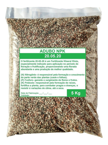 5kg Fertilizante Adubo Npk 20-05-20 Rosa Do Deserto Coqueiro
