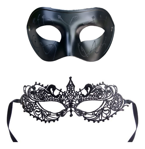 02 Mascaras Venecianas Parejas Antifaces Fiestas Calidad