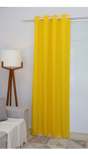 Cortina Sala/quarto Oxford 150x280 Para Varão Cor Amarelo-canário