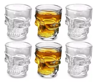 Set De 6 Vasos Shot Diseño Cráneo Calavera Skull De 290 Ml