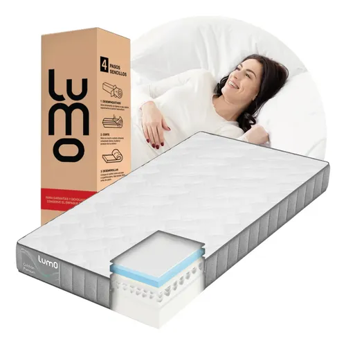 Lumo Home Colchon Individual Premium En Caja 18cm De Grosor 7 Capas De Memory Foam Anti Acaros E Hipoalergénico Que Brinda Frescura Al Dormir Con Dispersión De Movimiento Blanco