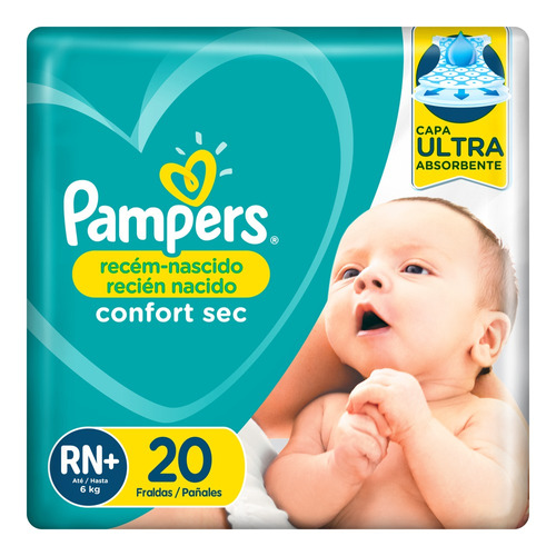 Pañales Pampers Confort Sec Max  RN+ x 20 unidades