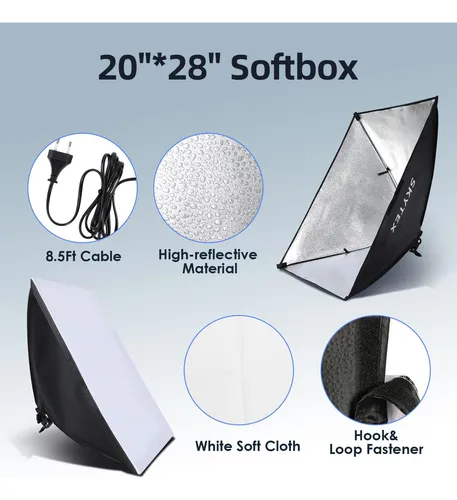 Kit De Iluminación Softbox Skytex 20x28 Pulgadas Soft Box 85