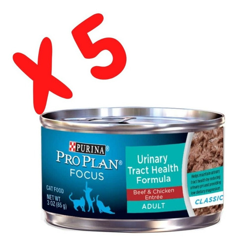 5 Latas Alimento Gato Purina Proplan Cat Urinary 85gr.