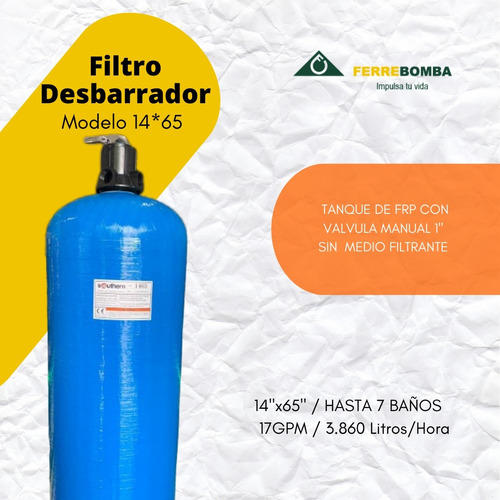 Filtro Desbarrador Con Válvula Modelo 10x54 Azul