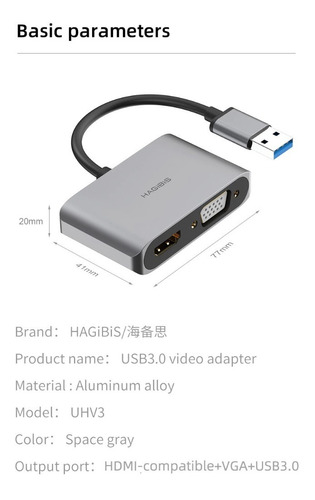 Adaptador De Usb 3.0 A Hdmi 1080p  Vga  Usb Hub