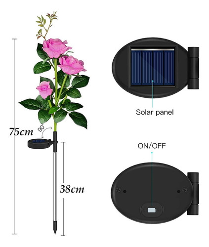 2pcs Luces Solares Jardín Luces Solares Flores Al Aire Libre
