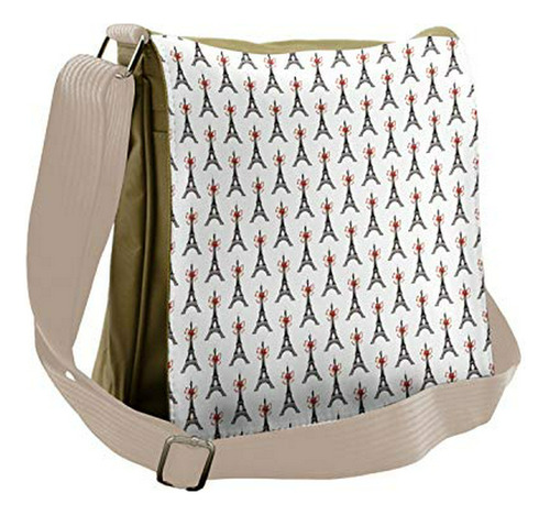 Bolso De Mensajero - Ambesonne Eiffel Bag, Towers Bowties Sk