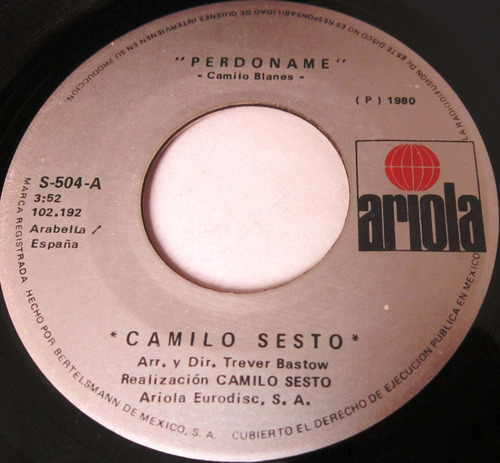 Camilo Sesto - Perdoname Single 7 Lp (Usado)