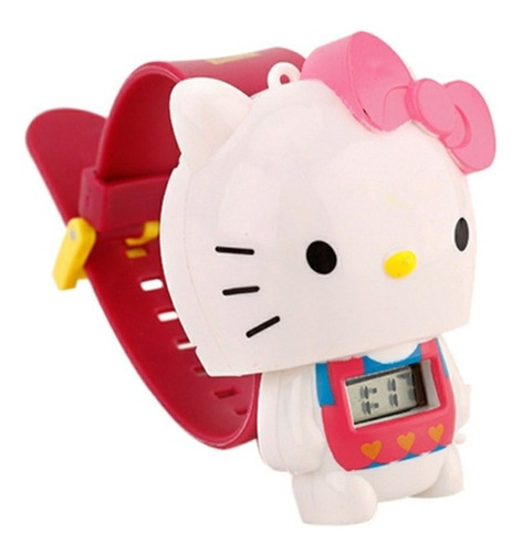 Relógio Colar Criança Hello Kitty 3d Digital Retrátil Menina