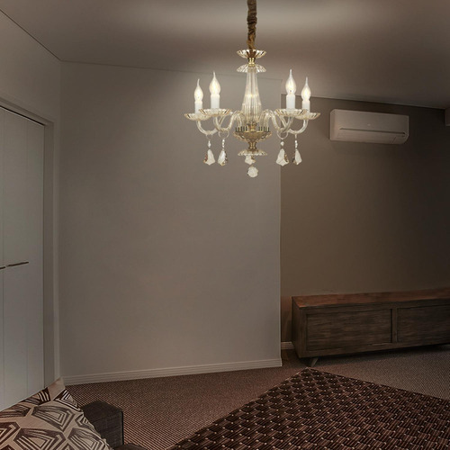 Imagen 7 de 8 de Candil Cristal Vintage Clásico Ámbar E12 40w 5 Luces