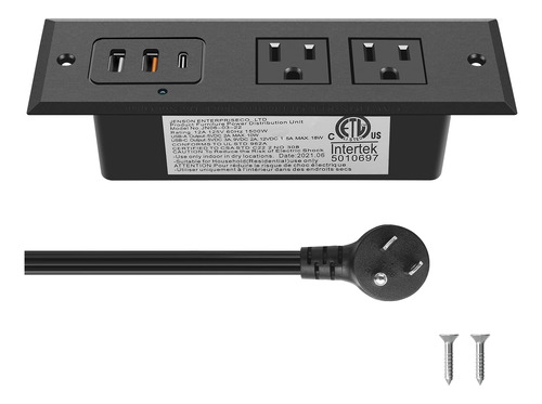 Cccei Regleta De Alimentacin Empotrada Con Puerto Usb C De 2