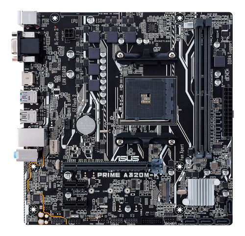 Placa-mãe Asus A320m-k Amd A320 Ryzen 1ª geração A-series 7, cor preta