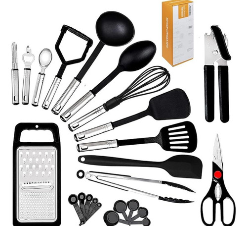 Juego De Utensilios Cocina 24 Piezas Nylon Y Acero