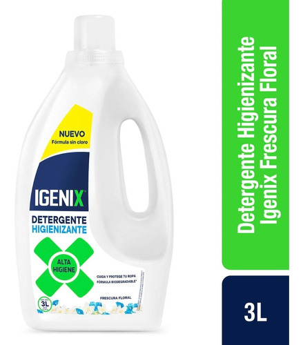 Detergente Liquido Igenix 3 Litros Higienizante - Sin Cloro