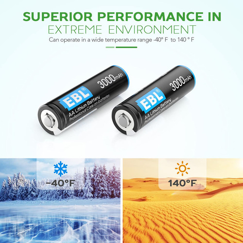 Bateria Ebl Lithium Aa 3000mah 1.5v, Não Recarregável, Pacot