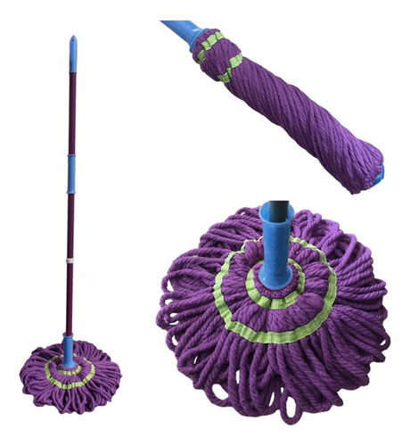 Trapeador Magico 1.2m Con Sistema Para Exprimir Sprint Mop Color MORADO C/ AZUL