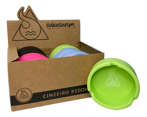 Caixa Cinzeiro Redondo Silicone Squadafum Neon C/8