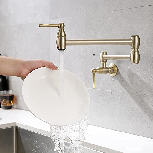 Grifo Pared Oro Pot Filler - Boomhoze Brazos Plegables Doble