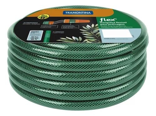 Mangueira Flex Para Jardinagem com Esguicho Em Pvc 3 Camadas Com 30 Metros Verde Tramontina