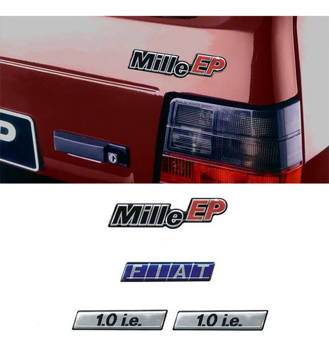 Kit De Adesivos Fiat Uno Mille EP 1.0 I.e Emblemas Resinados Cor Colorido